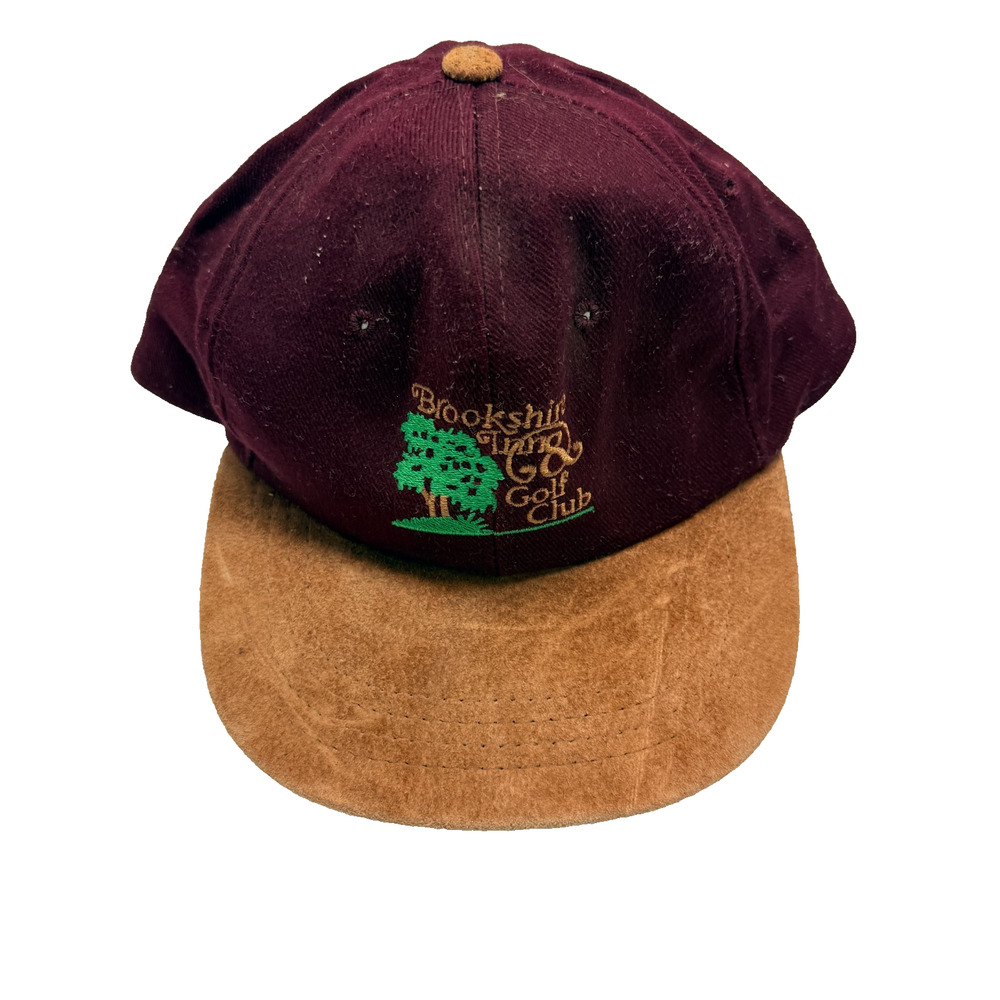 Vintage Brookshire Inn and Golf Club Burgandy and Suede Golf Hat